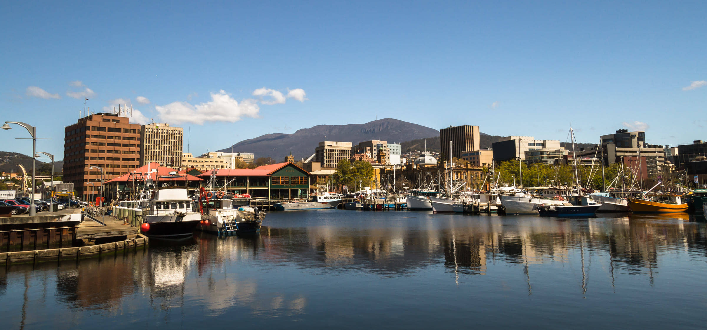 Hobart waterfront with kunanyi / Mount Wellington behind